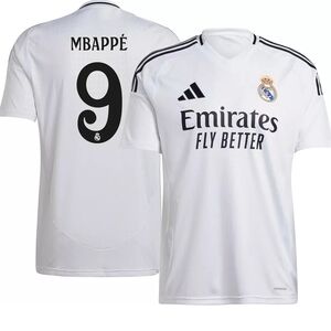 adidas Large Adult Real Madrid Kylian Mbappé 2024 Home Jersey